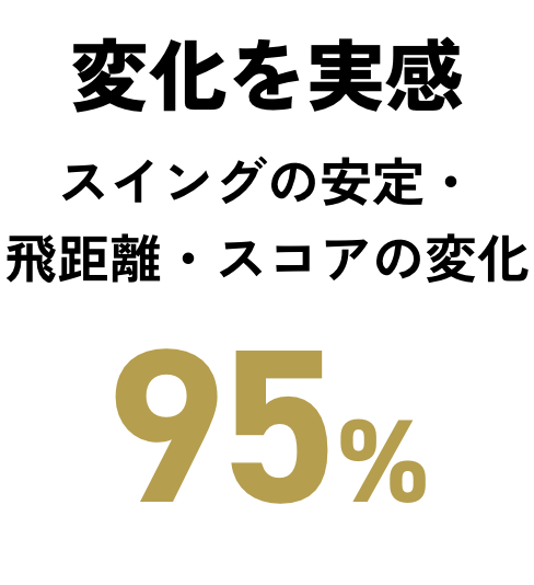 変化を実感 スイングの安定・飛距離・スコアの変化 95%